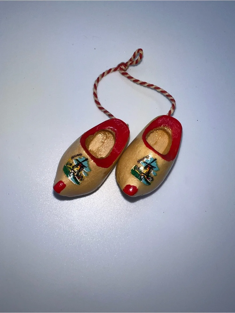 Miniature hand-painted wooden Dutch clogs